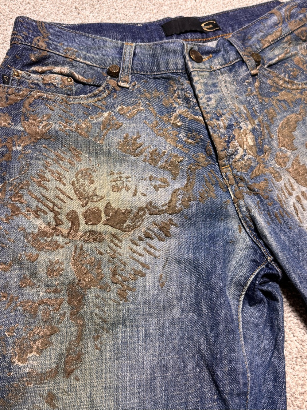 Just Cavalli vintage gold Embellished Women's Jeans size 32/40 - Picture 2 of 9